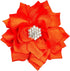 10PC Orange 2.76Inch Chiffon Rhinestone Flat-Back Ruffled Fabric Flower for DIY Handmade Making Headbands Hairpin Flower Crafts Party Wedding Deco...