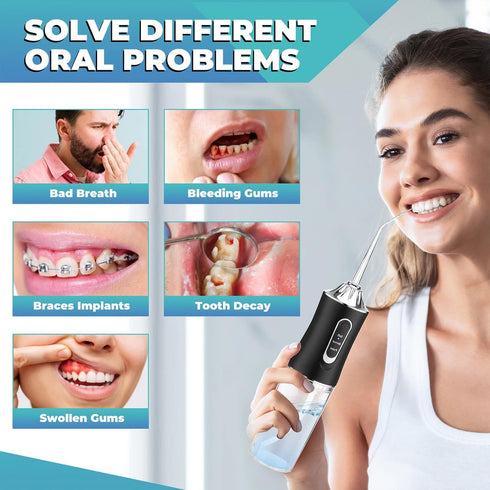 Oral Irrigator Portable Water Flosser Professional Water Dental Flosser Teeth Pick,Gums, Braces Care Irrigator Water Jet for Teeth Braces Care wit...