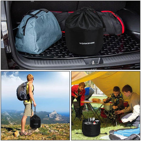 Camping Cookware Mess Kit Bag, High Capacity Camping Tableware Storage Bag, Drawstring Heavy Duty Water Resistant Cookware Organizer for BBQ Outdo...