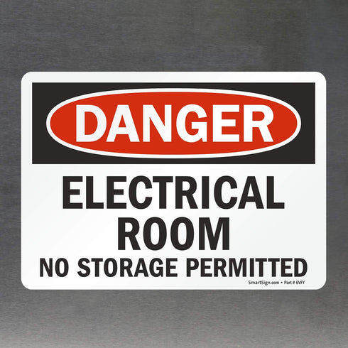 SmartSign - U9-1313-ND_5x7 "Danger - Electrical Room, No Storage Permitted" Label | 5" x 7" Laminated Vinyl Black/Red on White...