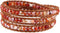 KELITCH Created Fire Agate Beads on Genuine Leather 3 Wrap Bracelet Handmade New Charm summer Jewelry...