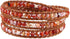 KELITCH Created Fire Agate Beads on Genuine Leather 3 Wrap Bracelet Handmade New Charm summer Jewelry...