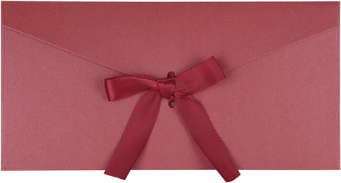 10 Pieces Envelope with Knot 5 Pearl Color for Gift Card of Business Wedding Party Invitation 8.6 * 4.2 Inch Gift Card Envelope with Bow for Chris...
