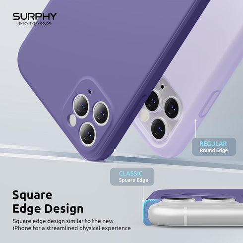 SURPHY Square Design for iPhone 11 Pro Case with Camera Protection, Straight Edges Liquid Silicone Phone Case for iPhone 11 Pro 5.8 inches, Iris P...