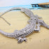 Retro Ethnic Crystal Double Gator Chunky Bib Collar Choker Necklace Gothic Stylish Exaggerated Fashion Animal Statement Necklace Jewelry For Women...