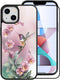 OOK Designed for iPhone 15 Case Built in Screen Protector Cute Blue Floral Flower Design for Women Girls Hard PC Back Anti Slip Shockproof Protect...