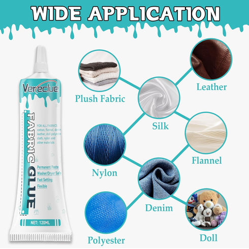 Fabric Glue, 120ml Mighty mend it Washable Fabric Glue, Liquid Stitch Clear Flexible Fabric Glue for Clothing, Glue for Fabric for All Fabrics, Co...