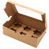 30-Set Cupcake Boxes with Inserts and Window Hold 6 Cupcakes, 9.4'' x 6.3'' x 3'', Brown Food Grade Kraft Cupcake Holder for Cookies, Muffins, Bak...