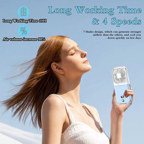 Foldable Mini Portable Fan, 5 in 1 Design, 3000mAh Rechargeable Battery, 4 Speed Adjustable Wind Speed, Suitable for Travel, Outdoor, Camping, Car...