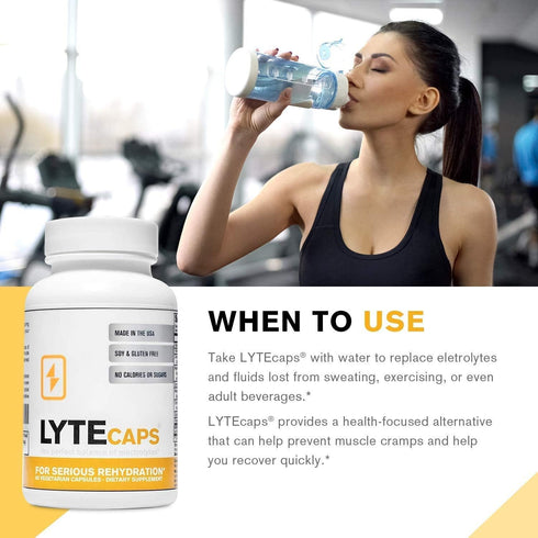 LyteCaps Electrolyte Tablets - 60 Vegetarian Capsules - for Serious Rehydration and Cramps, Dehydration - Magnesium, Potassium, Sodium and Zinc - ...