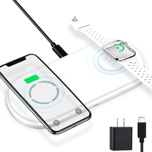 MFi Certified 2-in-1 Wireless-Charger-for-Watch-iPhone Airpods 10W Fast Qi Wireless-Charging-Mat iWatch Charger Pad Station for iPhone 13/13 Pro/1...