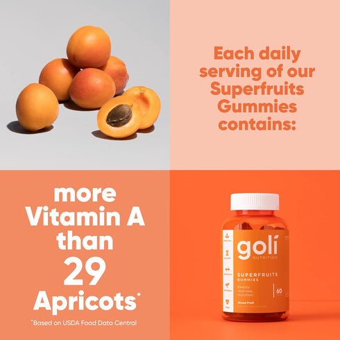 Goli Nutritional Supplement, SuperFruits Beauty Gummy Vitamin - 60 Count - Collagen-Promoting Ingredients - Mixed Fruit, Vegan, Plant-Based, Non-G...