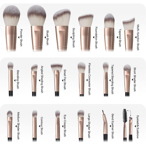 Makeup Brushes with Case, MAANGE 18 Pcs Professional Makeup Brush Set Premium Synthetic Face Kabuki Brush Kit Foundation Blush Powder Eyeshadow Br...