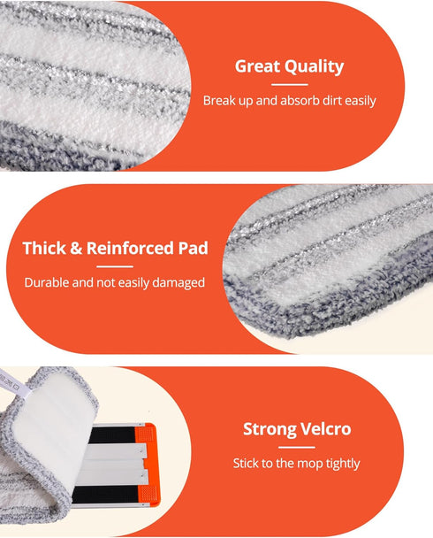 Flat Mop Pads 18inch Stripe Microfiber Mop Cleaning Pads for RXIDY Microfiber Mop, 4 Packs...