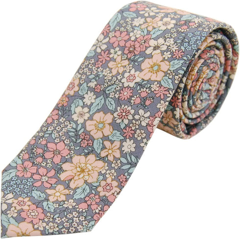Men's Cotton Floral Skinny Necktie Tie...