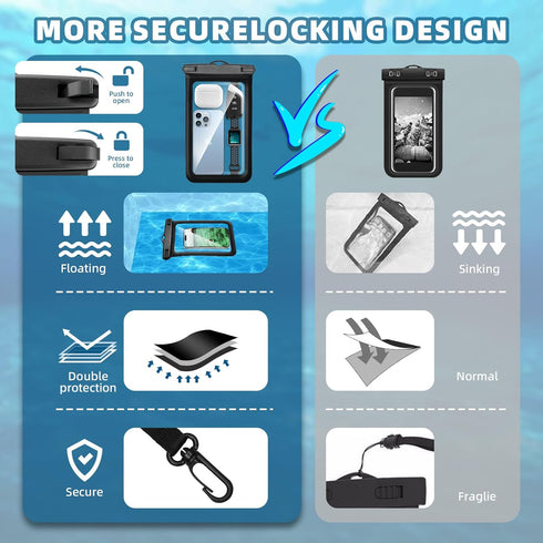 Waterproof Phone Pouch,IPX8 Universal Waterproof Case Underwater Dry Bag Compatible to iPhone 15 13 12 Pro Max SE2 11 Pro XR X 8 7 6s Plus Galaxy ...