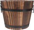 DOITOOL Wooden Whiskey Barrel Planter Large Wooden Planters Round Wooden Garden Flower Pot Decor Wood Planter Flat Mouth 19x14x15cm...