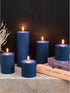 CANDWAX Large Pillar Candles 3x6 Inch – Set of 3 Unscented Dripless Dark Blue Candles, Rustic Finish for Weddings, Home Interior, Centerpieces...
