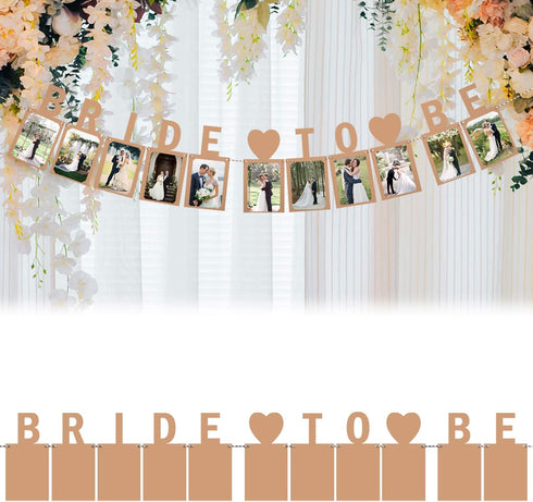 Bride to Be Photo Banner - Kraft Wedding Sign Engagement Bridal Shower Party Decoration Supplies...