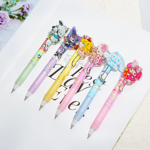 6 Pcs Cartoon Mechanical Pencils Melody Anime Black Pencil 0.5/0.7mm Kitty Kawaii Office School Supplies Cute Cat Stationery with 1 Lead Refill Se...