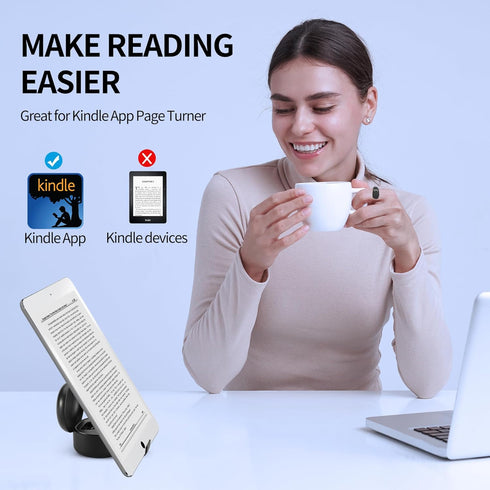 Upgrade TikTok Scrolling Ring, Remote Page Turner for Kindle App, TIK Tok Ring with Stand, Bluetooth Camera Remote Compatible with iPhone, Ipad, i...
