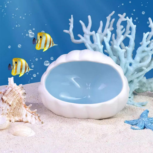 Aquarium Decorations Ceramic Conch Shell-Shaped Fish House Betta Fish Tank Accessory Decor Small Fish Hideout Cave for Fish Playing or Hiding (Blu...