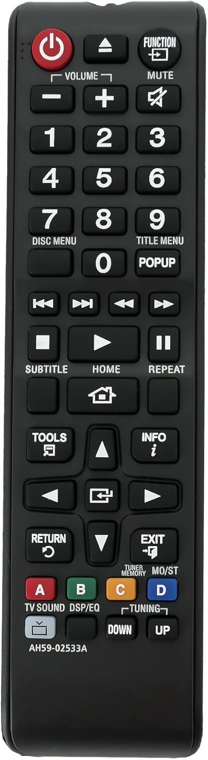 AIDITIYMI AH59-02533A Remote Control Replaced Fit for Samsung Blu-ray Home Theater System HT-J4100 HT-J4500 HT-J5500/ZA HT-J5500W HT-JM41 HT-F4500...