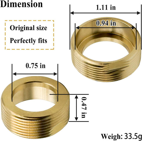 2 Pcs 9620750 Plumbing Equipment, Cartridge Nut for 529 Series Faucets, Brass...