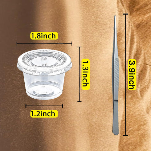 Small Reptile Food Plastic Replacement Cup Worm Water Dish Feeder Lizard Gecko Ceramic Pet Bowls with Tongs for Tortoise Lizard Bearded Dragon Fro...