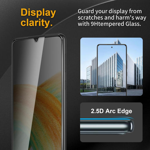 3 Pack Privacy Screen Protector for Samsung Galaxy A33 With 3 Pack Camera Lens Protector, Anti Spy Tempered Glass 9H Hardness, Black Protector Ant...