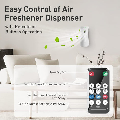 Automatic Air Freshener Spray Dispenser, Wall/Standing Battery Powered (Not Included) Aerosol Spray Dispenser with Remote Control for Bathroom, Ho...
