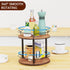 Lazy Susan Organizer 2 Tier - Turntable Spice Rack for Table Top, Wooden Rotating Lazy Susan for Cabinet Pantry Kitchen Countertop Dining Table Cu...