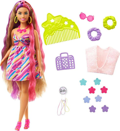 Barbie Totally Hair Doll, Flower-Themed with 8.5-inch Fantasy Hair & 15 Styling Accessories (8 with Color-Change Feature)...