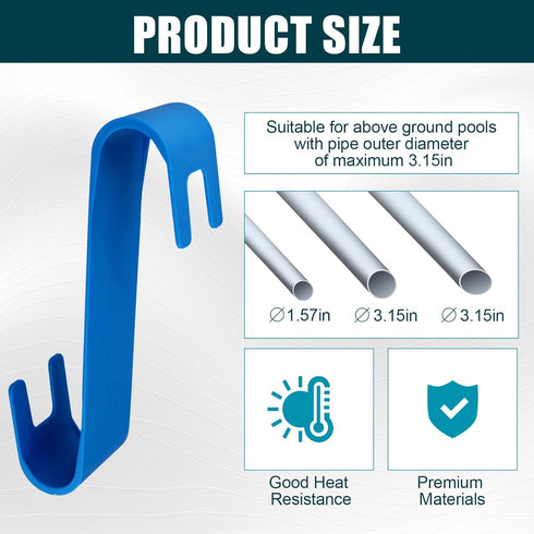 2pcs Pool Leaf Skimmer Net Holder, Heavy Duty Pool Pole Hangers Double Pool Pole Hooks Plastic Pool Fence Hooks for Telescopic Poles Skimmers Swim...