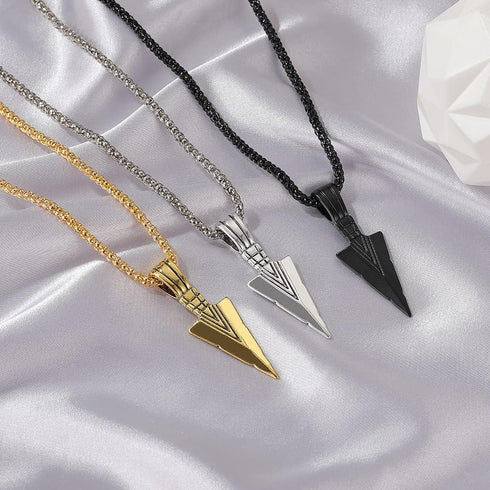 Arrowhead Pendant Necklace, Stainless Steel Spearpoint Necklace for Men Biker Streetwear Costume Jewelry...