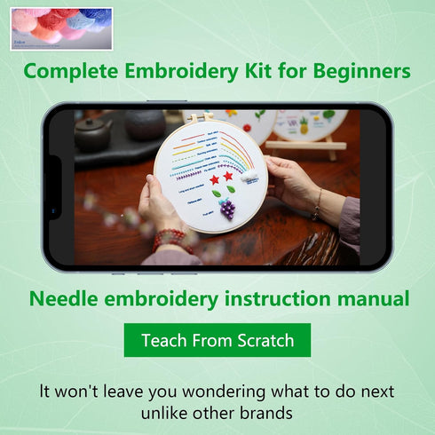 Enkor 4 Sets Embroidery Kit for Beginners Adults, Beginner Embroidery Kit for Adults, Embroidery Kit for Beginners Flowers Follow Instruction Vide...