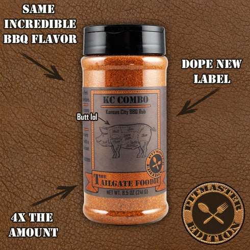 The Tailgate Foodie K.C. Combo Kansas City BBQ Rub -Sweet & Spicy Blend- Great on Ribs, Pork, and Chicken -Meat Seasoning and Dry Rub-...