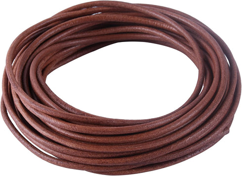 KONMAY 4.0mm Round Real Leather Cord, 10 Yards Dark Natural Leather String Cord for Jewelry Making, Necklaces, Bracelets and Crafting...