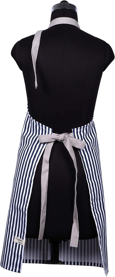 AMOUR INFINI Cotton Aprons for Women with Pockets Adjustable Strap and Waist Ties Washable Printed Aprons for Baking, Cooking, Gardening (27.5 x 3...