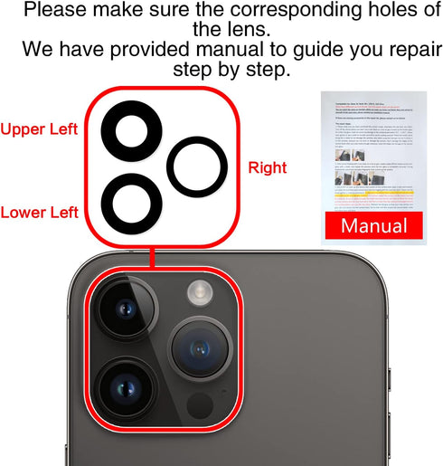 ASDAWN Back Rear Camera Lens Glass Replacement for iPhone 14 Pro Max 6.7 Inches with Pre-Installed Adhesive, ASDAWN Back camera Lens Glass kit wit...