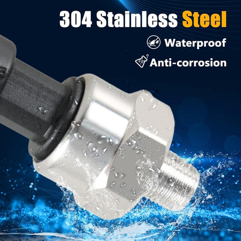 150 PSI Pressure Transducer Sensor with Connector Harness, 1/8"NPT Thread Stainless Steel Pressure Transmitter for Oil Fuel Water Air...