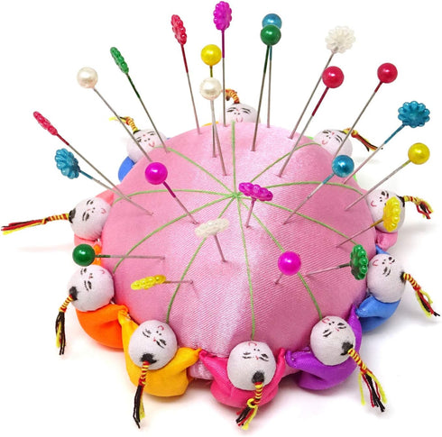 Honbay Handmade Product Chinese Traditional Style Needle Pin Cushion with 10 Kids (Pink)...