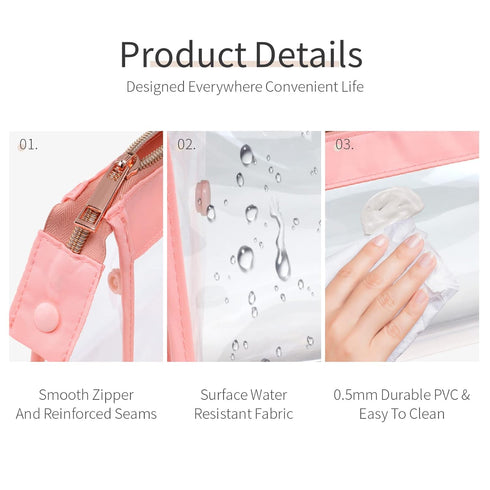 PACKISM Clear Makeup Bag - Large Opening Clear Pouches with Zipper, Help Organize Travel Toiletries Neatly, TSA Approved Toiletry Bag for Easily P...