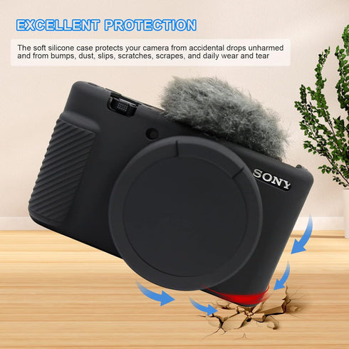 Camera Case for Sony ZV-1 ZV1 ZV 1 Vlog Camera, Camera Cover Body Skin with Removable Lens Cover Buttons Prompts Anti-Scratch Slim Fit Soft Silico...