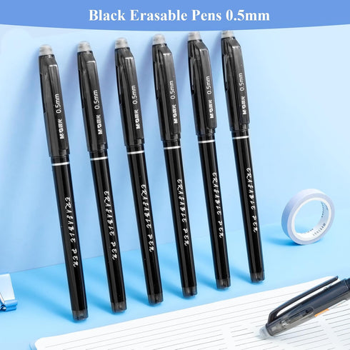 M&G Erasable Gel Pens, 12 Pcs Erasable Pens Fine Point 0.5mm, Black Erasable Gel Ink Pens with Comfort Grip and Cap, Make Mistakes Disappear for D...