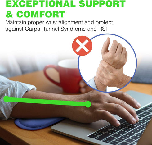 Doctor Developed Ergonomic Wrist Rest for Mouse & Keyboard and Perfect for Good Wrist Health, Posture & Joint Conditions by Dr Arthritis - Blue...