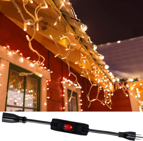 Outdoor Waterproof On/Off Switch Extension Cord, Heavy Duty 125v/250v Black SJTW Cord (1.5 Ft, Black)...