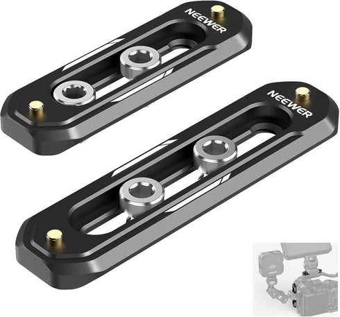 NEEWER 2 Pack Mini NATO Rail Set, 2.4"/60mm & 3"/75mm QR NATO Rail with Safety Pins, 1/4" Screws for NATO Clamp Top Handle Side Handle Camera Cage...