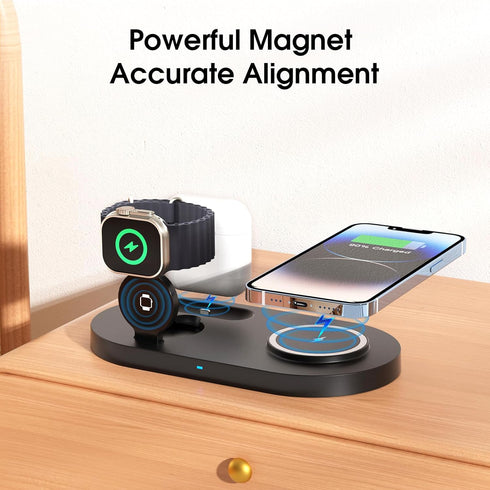 3 in 1 Mag-Safe Wireless Charging Pad, 15W Fast Magnetic Wireless Charging Station, Travel Wireless Charger for iPhone 15/14/13/12Pro/Pro Max/Mini...