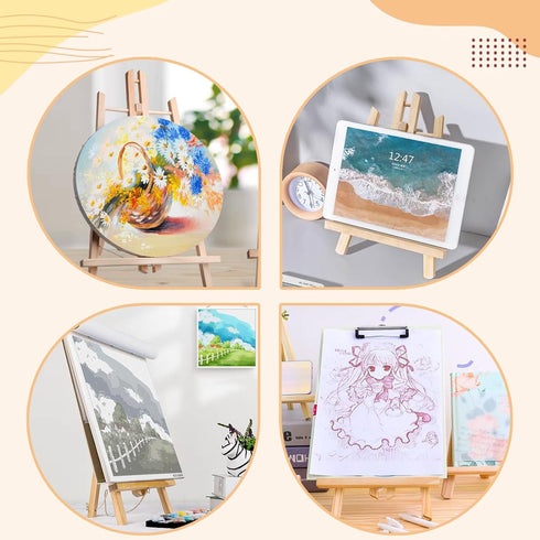 11 in Painting Easel Stand Wood Tabletop Easels for Canvases, Art, Crafts, Small Wooden Table Top Paint Tripod Station for Kids Adults, Portable D...